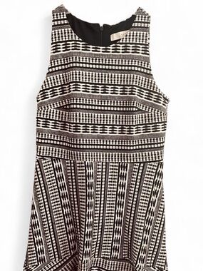 LOFT Black & White Geometric Sleeveless Dress